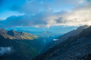mountain valley at dawn