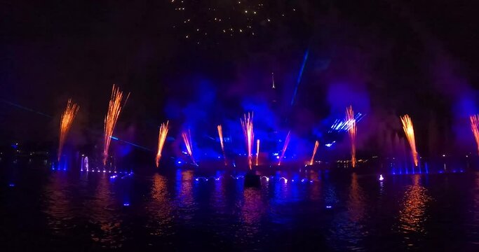 Orlando, Florida. August 29, 2021. Panoramic view of Fireworks show at Orlando (32).