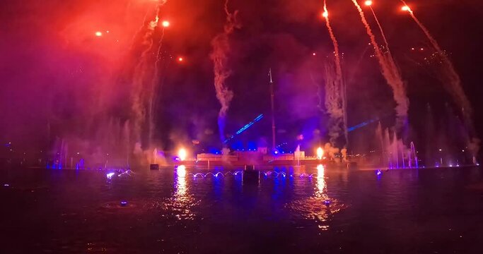 Orlando, Florida. August 29, 2021. Panoramic view of Fireworks show at Orlando (34)