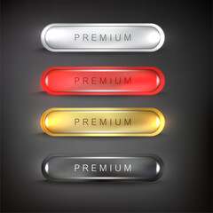 Buttons set web steel on background color black 8Edit