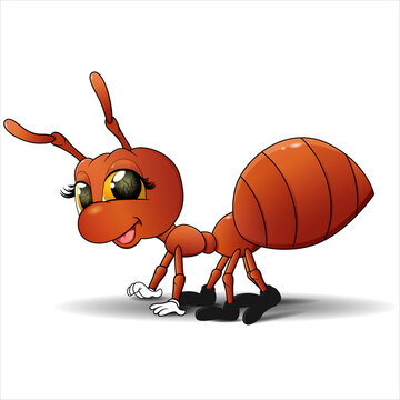 Vector illustration ant. Sign or logo in the form of an ant, painted in color. Insect mascot.