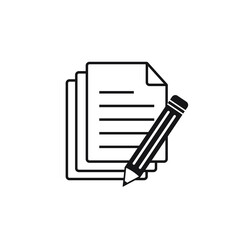 Paper with pencil icon, Document, contract vector icon.