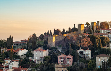 Naklejka premium Walls of Piran in coastal town of Piran, Slovenia
