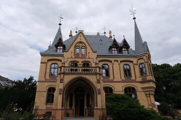 Wiekszyce, Poland - August 17, 2021:  Wiekszyce Palace (1852). During the war it housed a military...