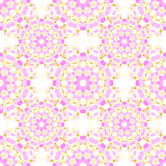 Rosy pink gold vector seamless pattern with circle elements