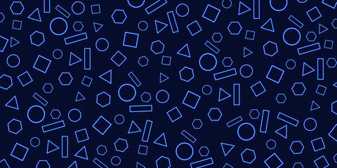 Mathematics shapes with neon effect, creative background