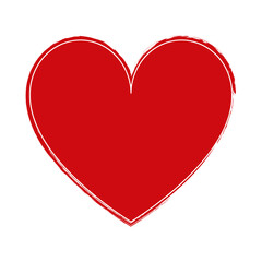 brush painted red ink stamp heart banner on white background