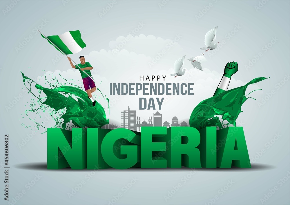 Wall mural happy independence day nigeria greetings. vector illustration design