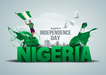 happy independence day Nigeria greetings. vector illustration design