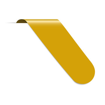 Yellow Corner Ribbon Banner On White Background