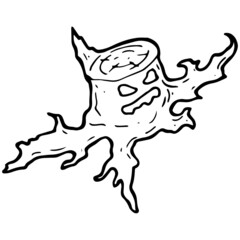 hand drawn halloween angry stump illustration in doodle style