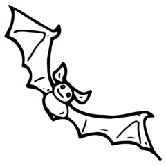 hand drawn halloween bat illustration in doodle style