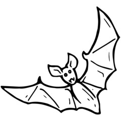 hand drawn halloween bat illustration in doodle style
