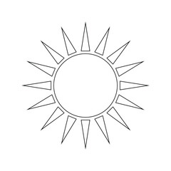 Sun linear icon on a white background. Thin black line customizable illustration. Vector.