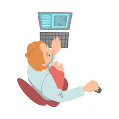 Female with Ultrasonography Apparatus as Medical Doctor or Physician Working at Hospital Vector Illustration