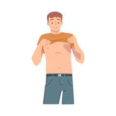 Fototapeta premium Man with Bare Torso Having Medical Checkup and Health Screening Vector Illustration