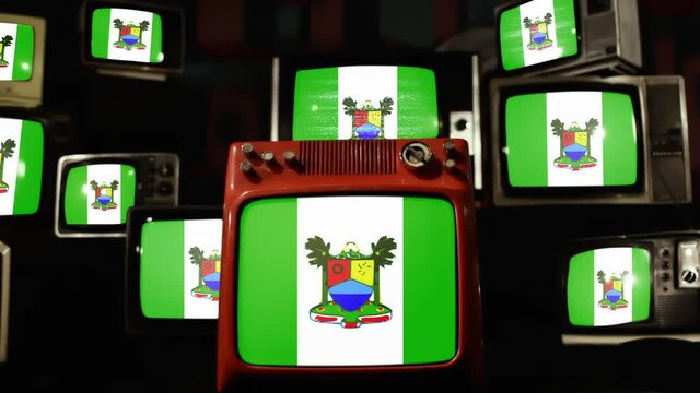 City Flag of Lagos, Nigeria , and Vintage Televisions.  