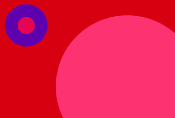 赤地にピンクと紫の円
