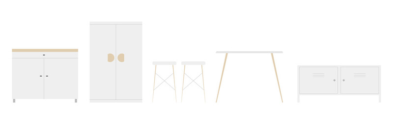 Vector minimalistic furnitures in flat style.