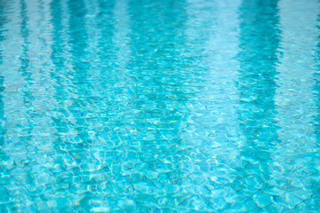 Background and texture of water in the pool with blue tiles