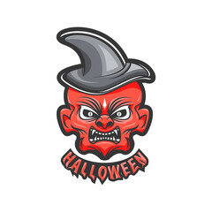 Halloween with demon character design vector