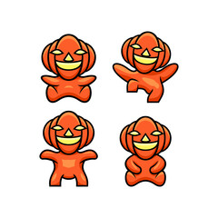 Set pumpkin character design vector