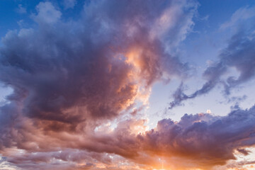 Fototapeta na wymiar Amazing cloudscape on the sky at sunset time.