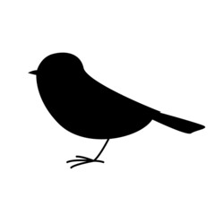 titmouse  bird, vector illustration,  black silhouette, side