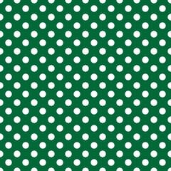 White and Green Polka Dot seamless pattern. Vector background.