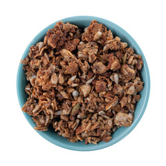 Bowl of cinnamon maple granola top view