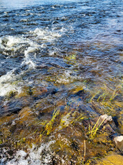 Close view of flowing water at Marsh Stream in West Winterport Maine