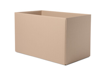 One open cardboard box isolated on white