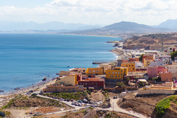 Image of the El Principe neighborhood with the Morocco-Spain border in the background.