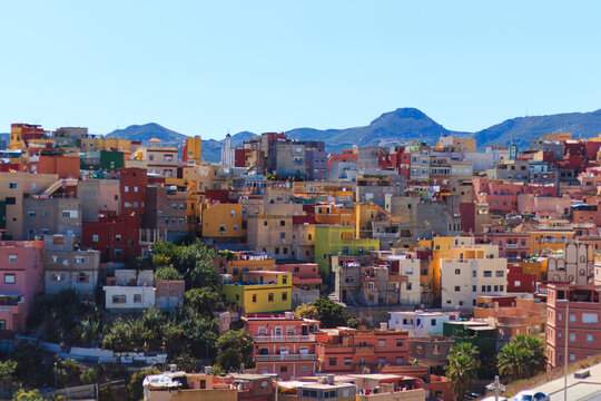 Colorful houses in the El Principe neighborhood of Ceuta