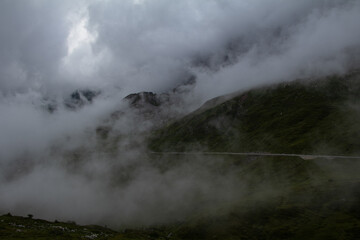 Amazing Landscape in the hearth of Switzerland. Epic scenery with the clouds and fog. Wonderful sunrays through the clouds and later an amazing sunset and sunrise. Perfect roadtrip through Switzerland