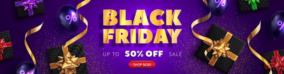 Long banner for Black Friday promotion, retail, shopping.