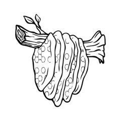 Honey hand drawn decorative icons with hive isolated vector inl illustration