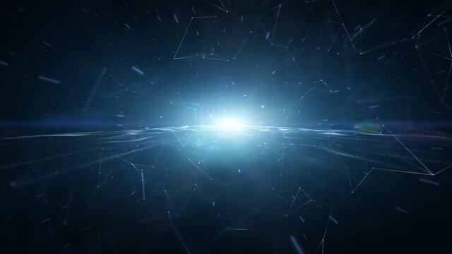 Futuristic shiny digital city abstract space network animation background.
