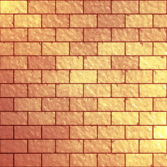 Orange and brown brick texture watercolor background. Gradient orange and brown brick wall texture background. Fantasy bricks texture. 