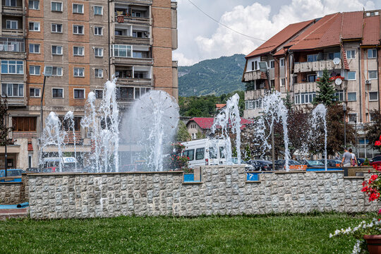 Artesian fountain in the downtown in Petrosani., Hunedoara.