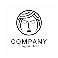 Beauty woman fashion logo. Abstract vector template linear style on a white background