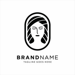 Beauty woman fashion logo. Abstract vector template linear style on a white background