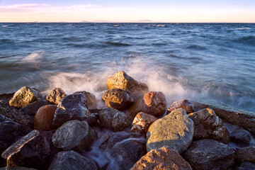 long exposure landscape sea and rocks