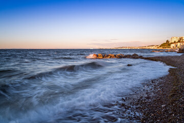 Fototapeta premium long exposure landscape sea and rocks