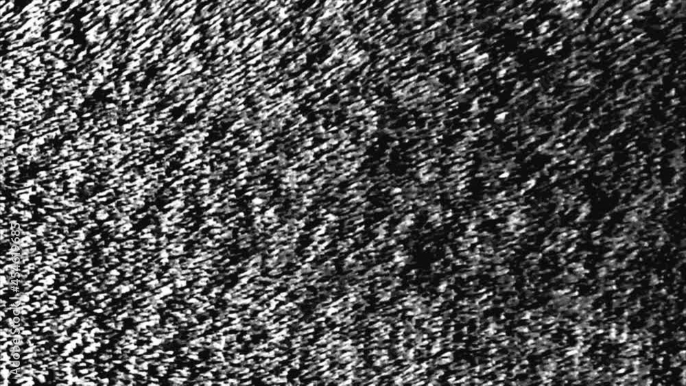 Poster old vhs video tape with glitch or noise static flickering effect, black and white. animation. analog
