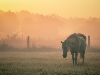 horse in the fog