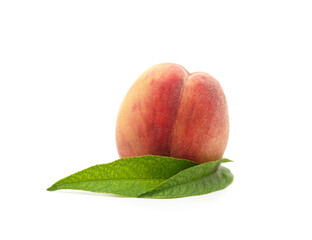 One peach with leaves.