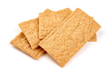 Wholegrain crispbread, isolated on white background. High resolution image.