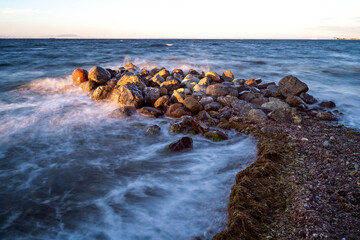 Fototapeta na wymiar long exposure landscape sea and rocks