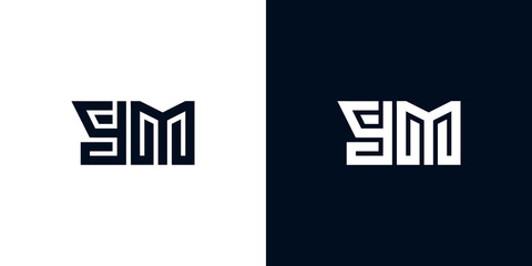 Minimal creative initial letters YM logo